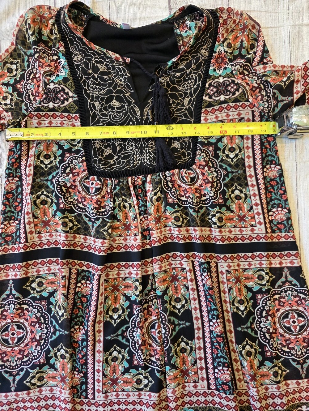 Xhilaration Size Large Boho Embroidered long sleeve lined fall dress hippie styl - Picture 9 of 11